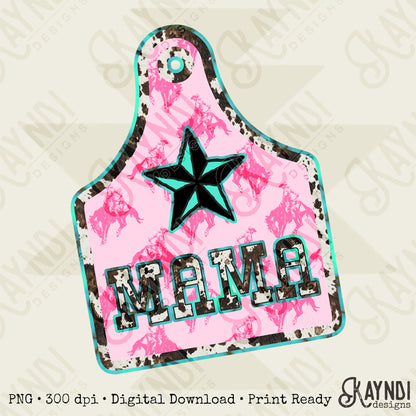 MaMA Sublimation Design PNG Digital Download Cowgirl Rodeo Cowprint Tag