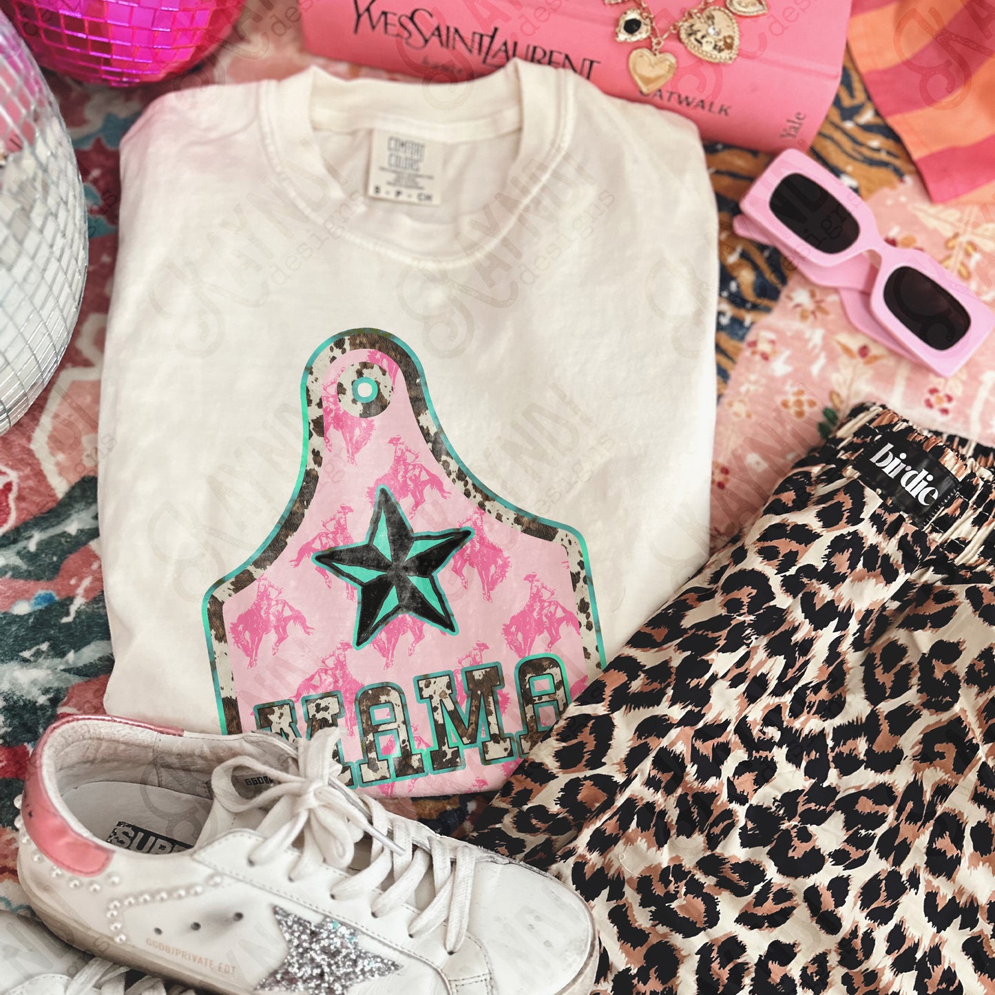 MaMA Sublimation Design PNG Digital Download Cowgirl Rodeo Cowprint Tag