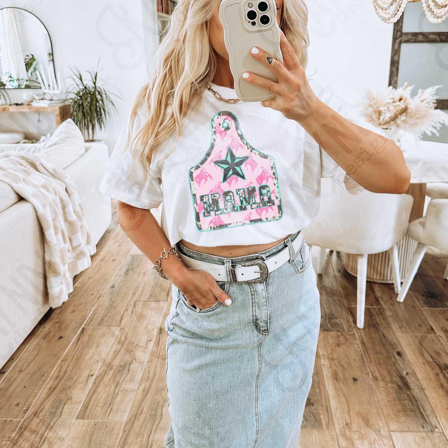 MaMA Sublimation Design PNG Digital Download Cowgirl Rodeo Cowprint Tag