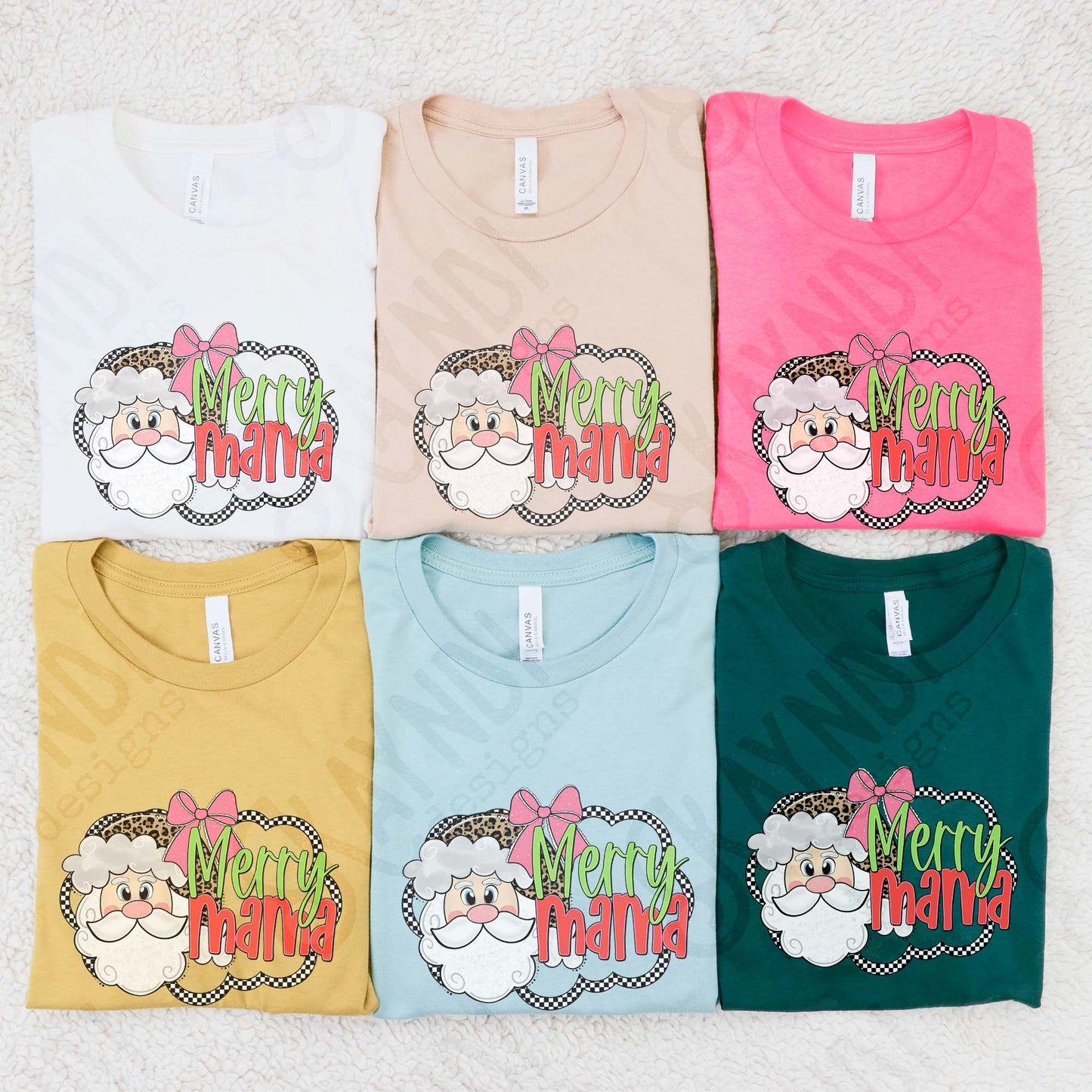 Merry Mama Sublimation Design PNG Digital Download Cheetah Santa Claus Bow