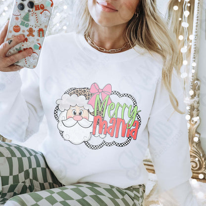 Merry Mama Sublimation Design PNG Digital Download Cheetah Santa Claus Bow