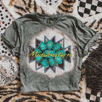 Midwestern Sublimation Design PNG Digital Download Cowprint Turquoise Concho Aztec