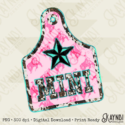 Mini Sublimation Design PNG Digital Download Cowgirl Rodeo Cowprint Tag