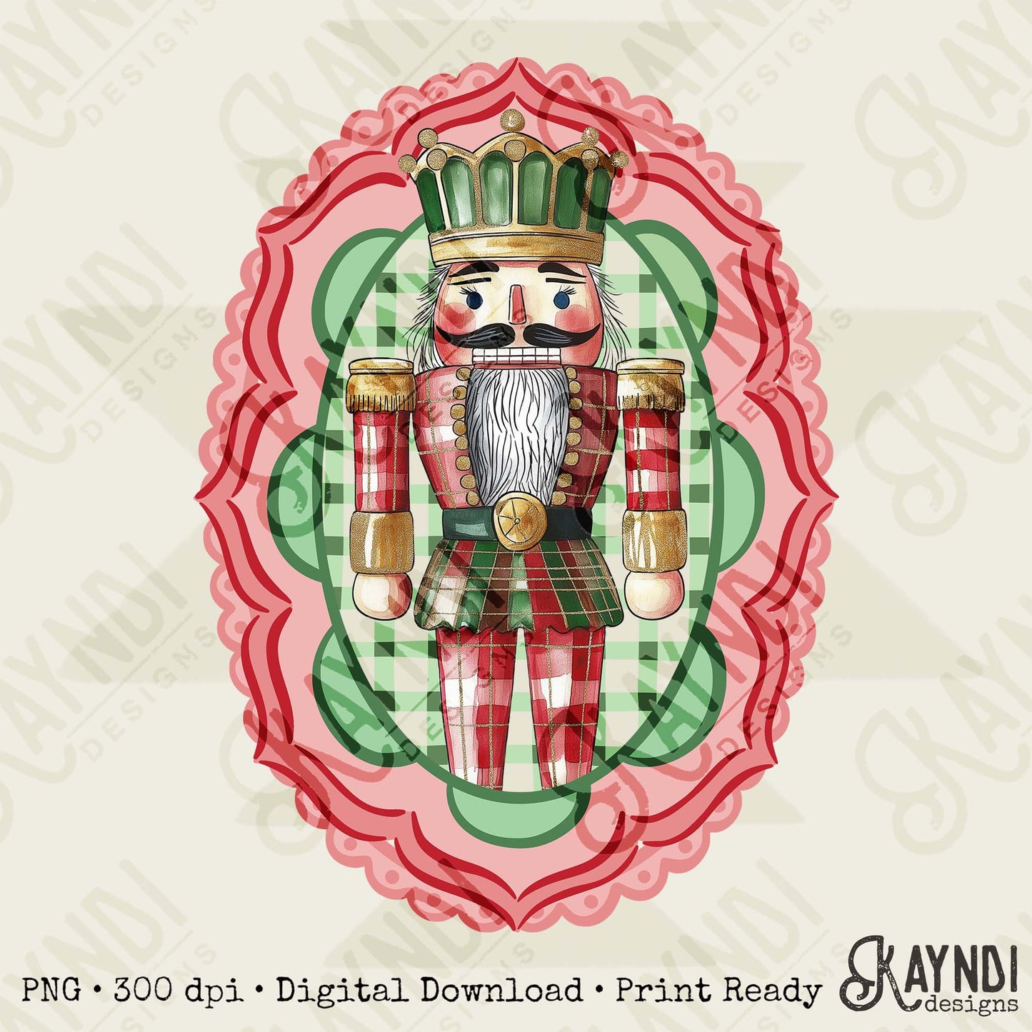 Nutcracker Red Sublimation Design PNG Digital Download Plaid Red Green Lace