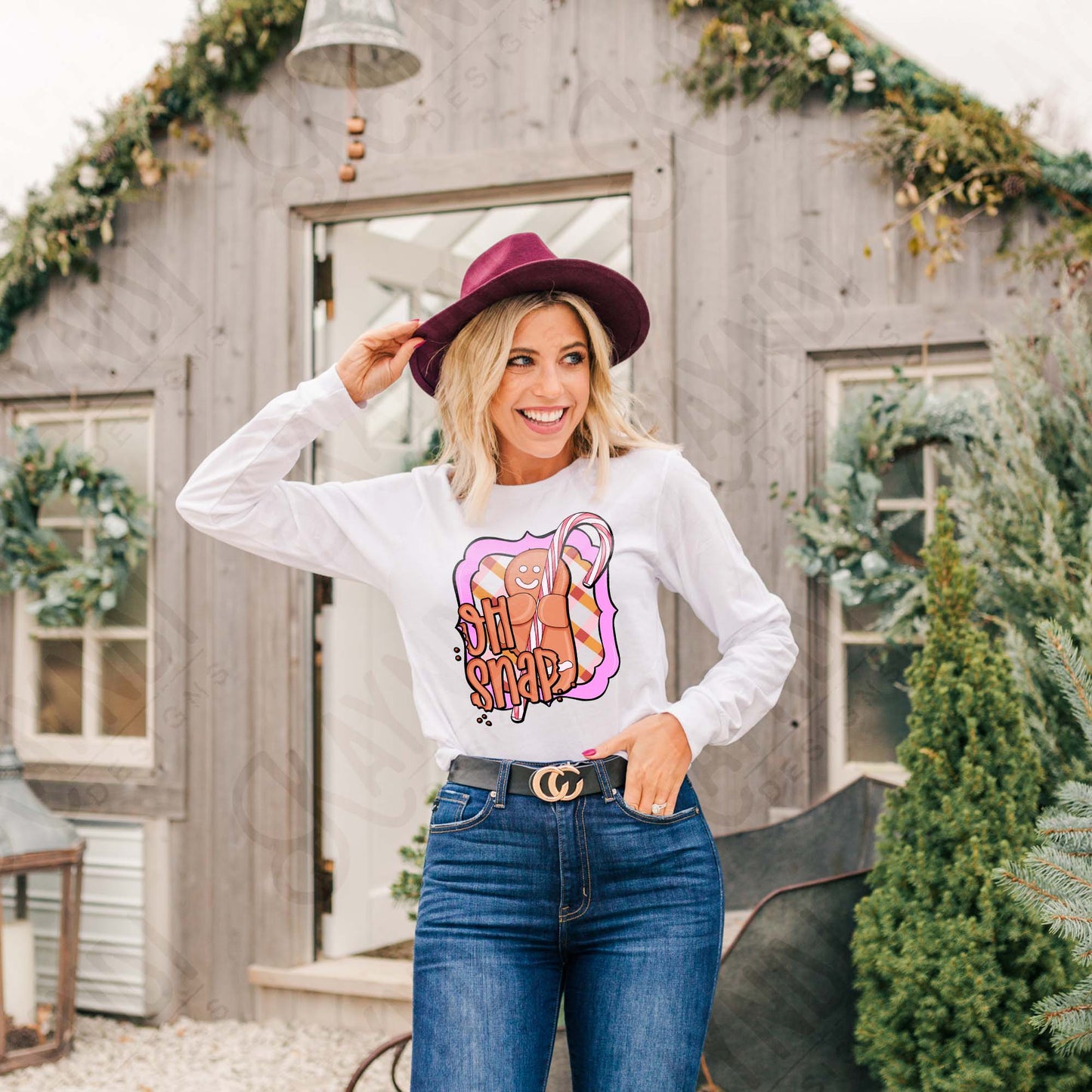 Oh Snap Sublimation Design PNG Digital Download Christmas Cute Gingerbread Candy Cane