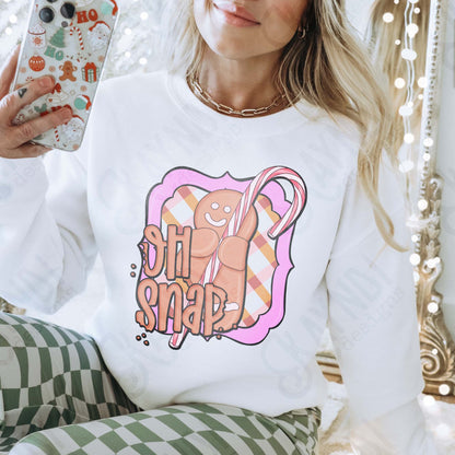 Oh Snap Sublimation Design PNG Digital Download Christmas Cute Gingerbread Candy Cane