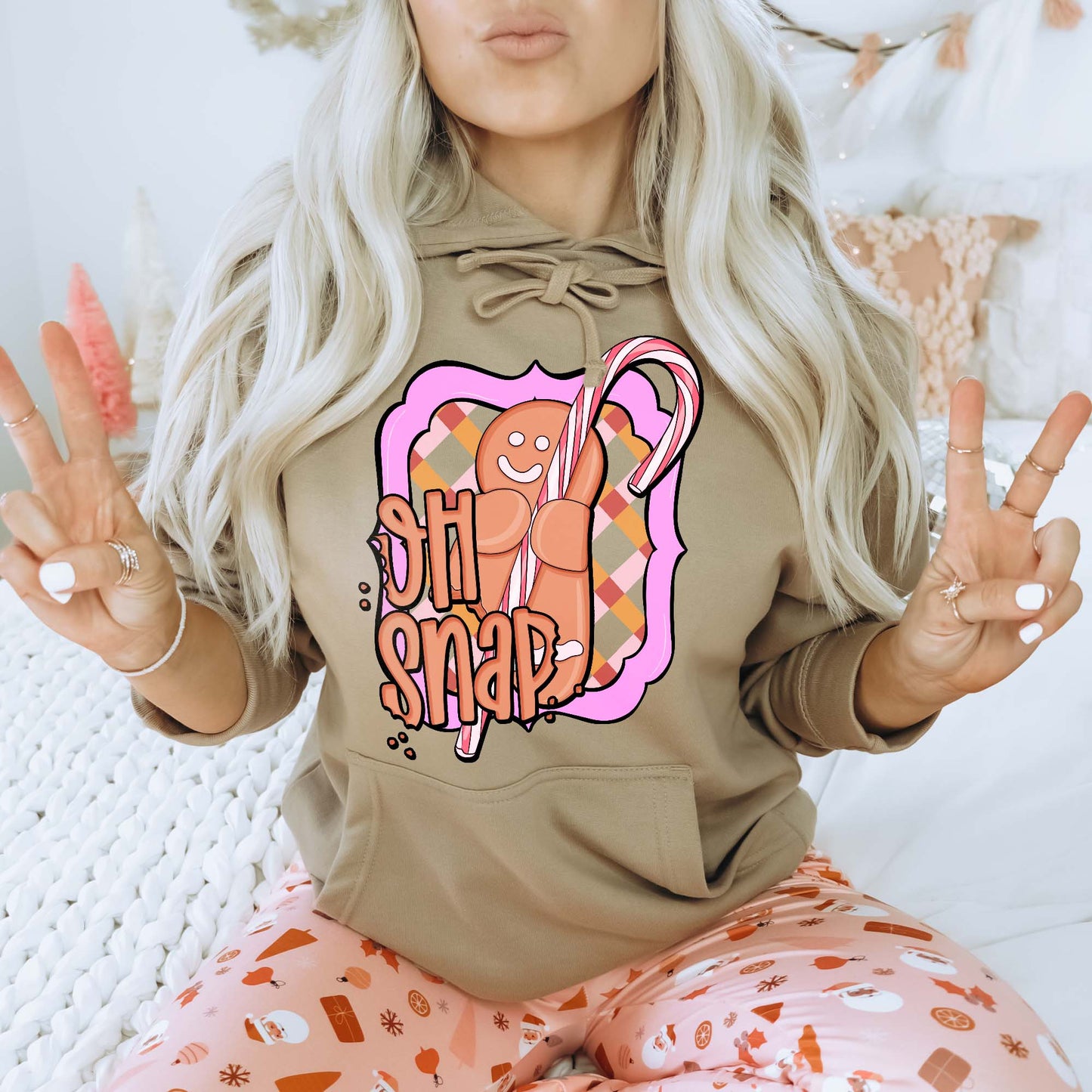 Oh Snap Sublimation Design PNG Digital Download Christmas Cute Gingerbread Candy Cane