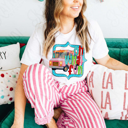 Oh What Fun Sublimation Design PNG Digital Download Christmas Shipping Delivery Truck Lights