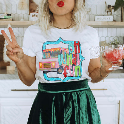 Oh What Fun Sublimation Design PNG Digital Download Christmas Shipping Delivery Truck Lights