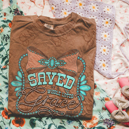 Save by a Whole Lotta Grace Sublimation Design PNG Digital Download Faith Bow Turquoise