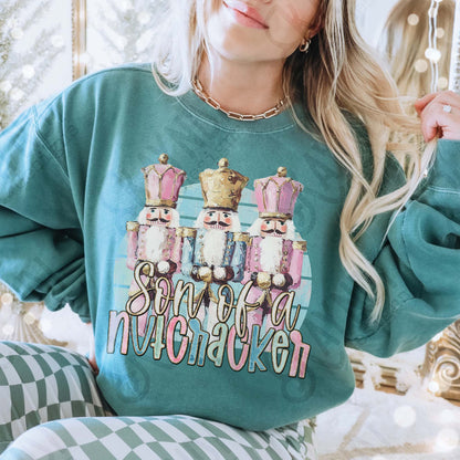 Son of a Nutcracker Sublimation Design PNG Digital Download Cheetah Nutcraker Pink Blue