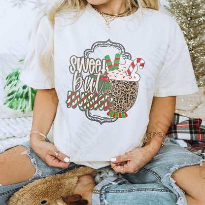 Sweet but Twisted 1 Sublimation Design PNG Digital Download Cheetah Christmas Drink