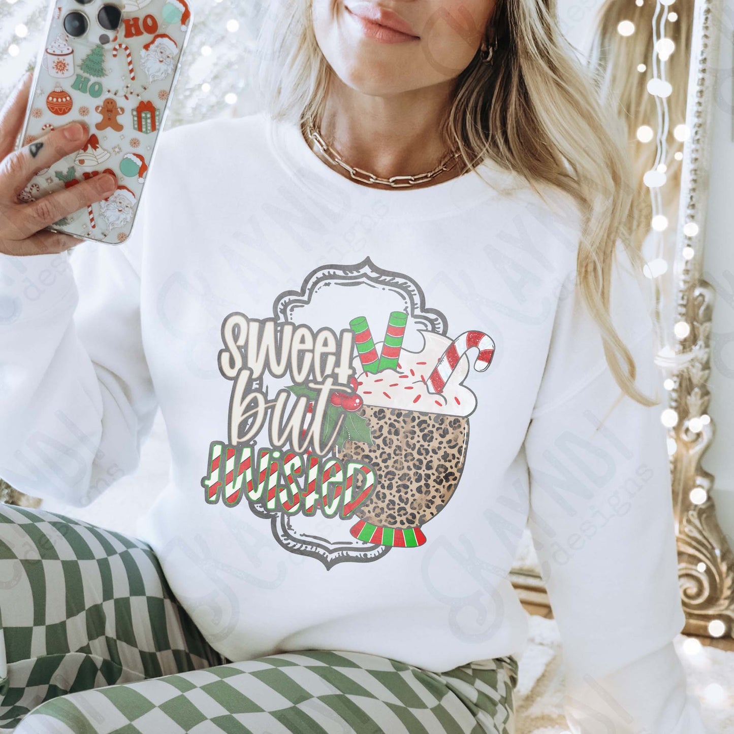 Sweet but Twisted 1 Sublimation Design PNG Digital Download Cheetah Christmas Drink