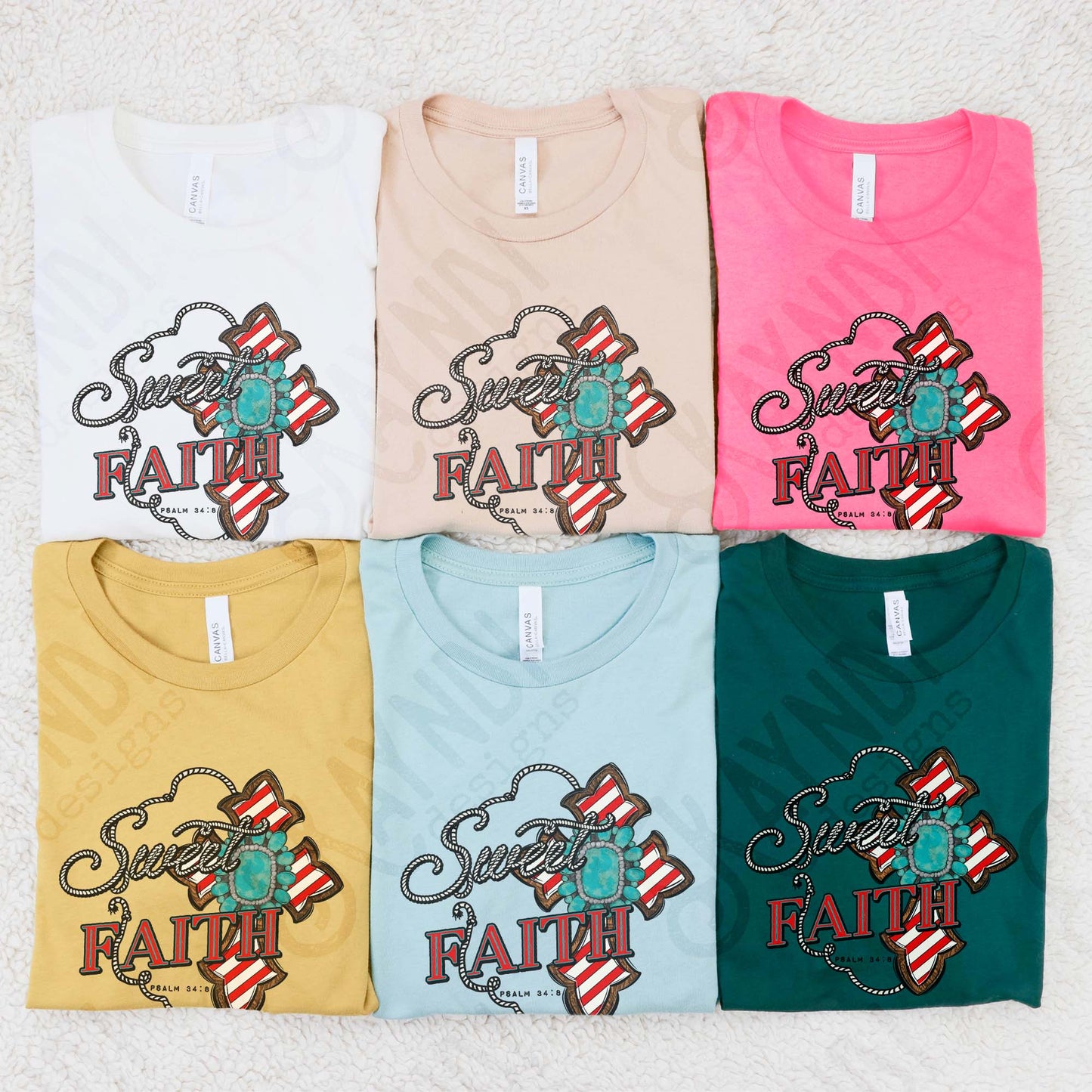 Sweet Faith Sublimation Design PNG Digital Download Cross Western Turquoise Bible Verse