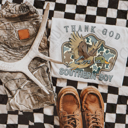 Thank God I'm a Southern Boy Duck Sublimation Design PNG Digital Download Hunting Outdoors Camo