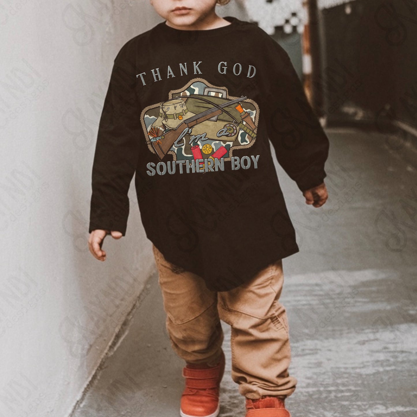 Thank God I'm a Southern Boy Sublimation Design PNG Digital Download Hunting Fishing Outdoors Camo