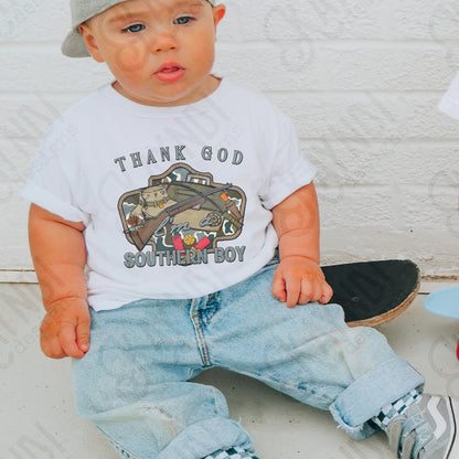 Thank God I'm a Southern Boy Sublimation Design PNG Digital Download Hunting Fishing Outdoors Camo