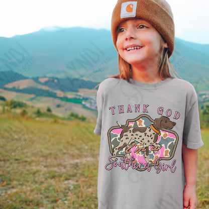 Thank God I'm a Southern Girl Dog Sublimation Design PNG Digital Download Hunting Outdoors Pink Camo