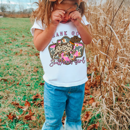 Thank God I'm a Southern Girl Dog Sublimation Design PNG Digital Download Hunting Outdoors Pink Camo