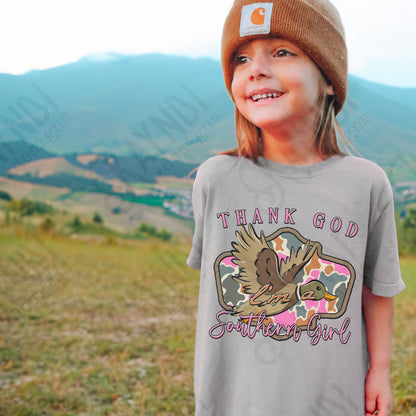 Thank God I'm a Southern Girl Duck Sublimation Design PNG Digital Download Hunting Outdoors Pink Camo