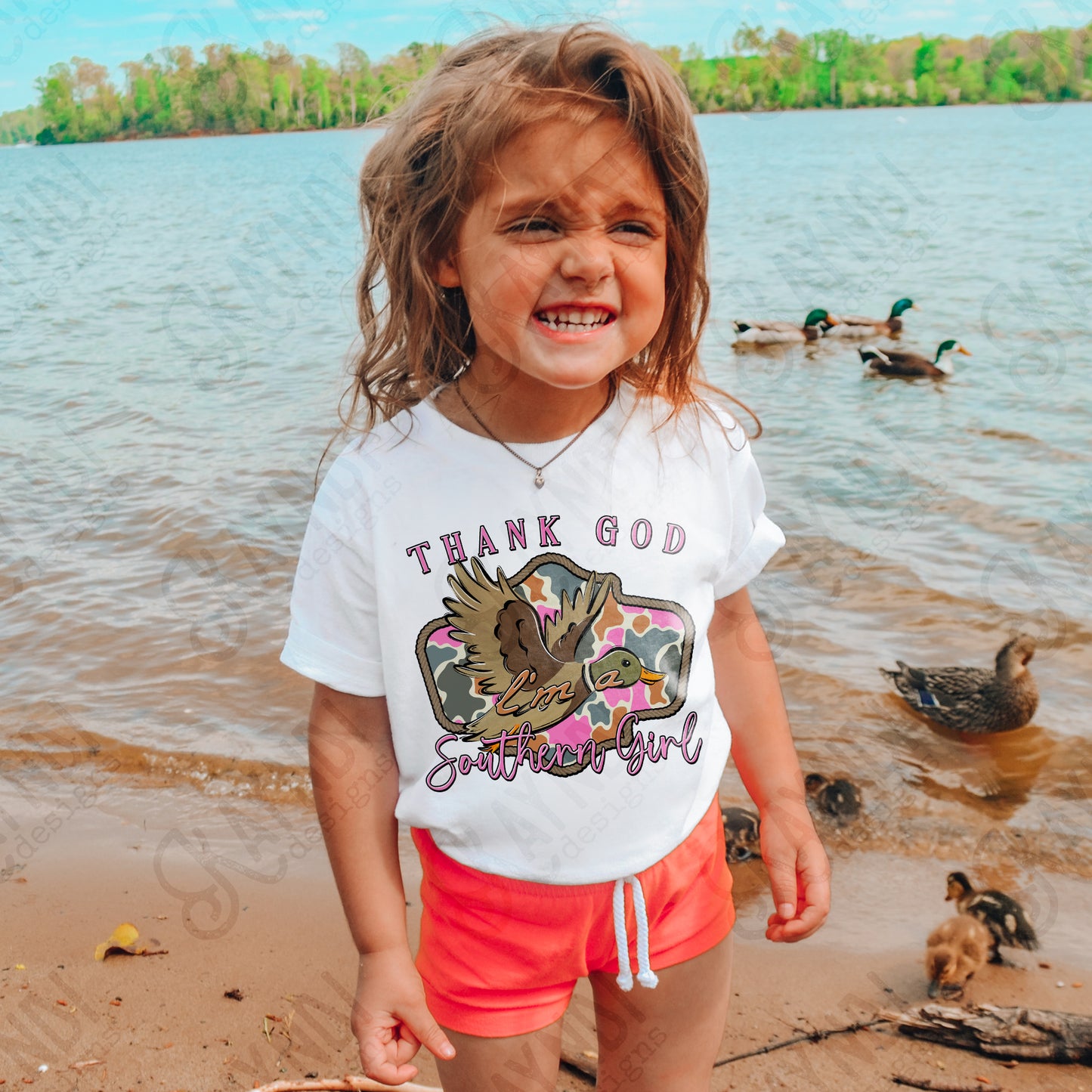 Thank God I'm a Southern Girl Duck Sublimation Design PNG Digital Download Hunting Outdoors Pink Camo