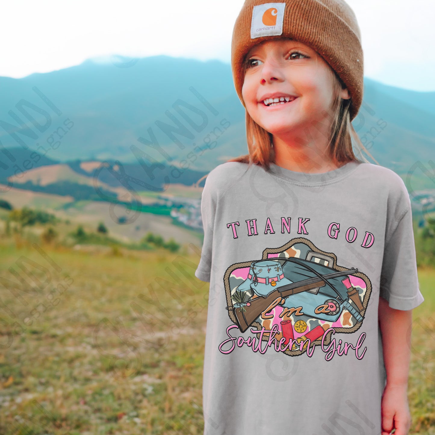 Thank God I'm a Southern Girl Sublimation Design PNG Digital Download Hunting Fishing Outdoors Pink Camo