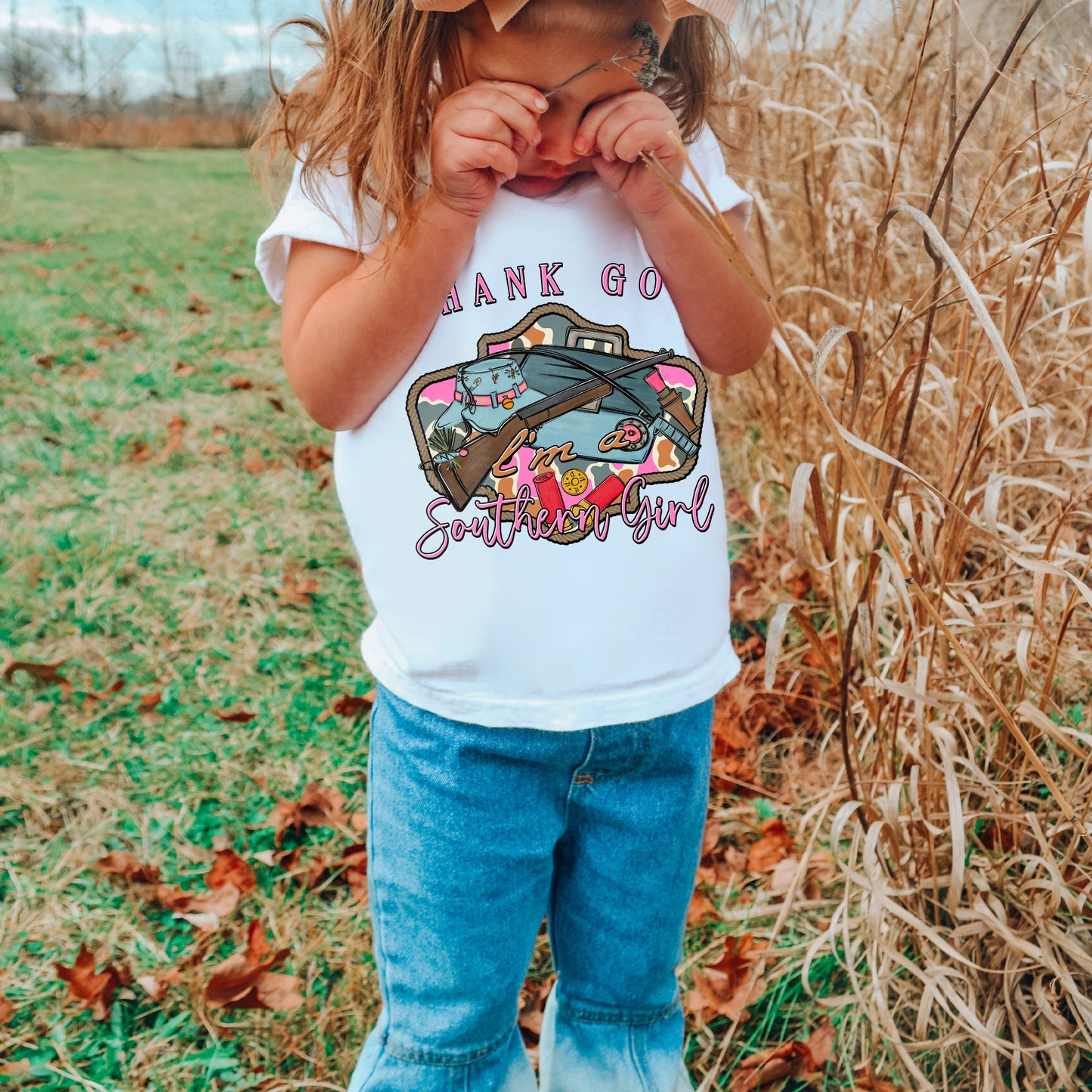 Thank God I'm a Southern Girl Sublimation Design PNG Digital Download Hunting Fishing Outdoors Pink Camo