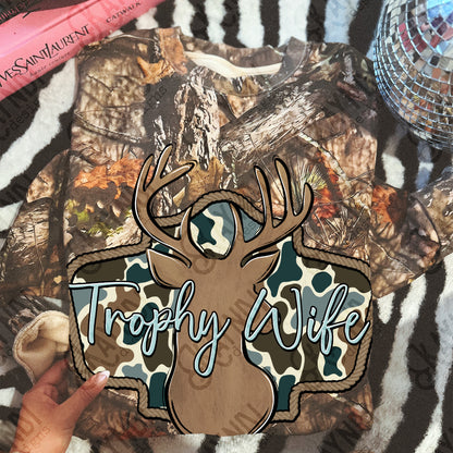 Trophy Wife Sublimation Design PNG Digital Download Deer Hunting Camo