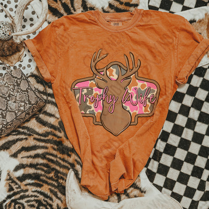 Trophy Wife Pink Sublimation Design PNG Digital Download Deer Hunting Camo