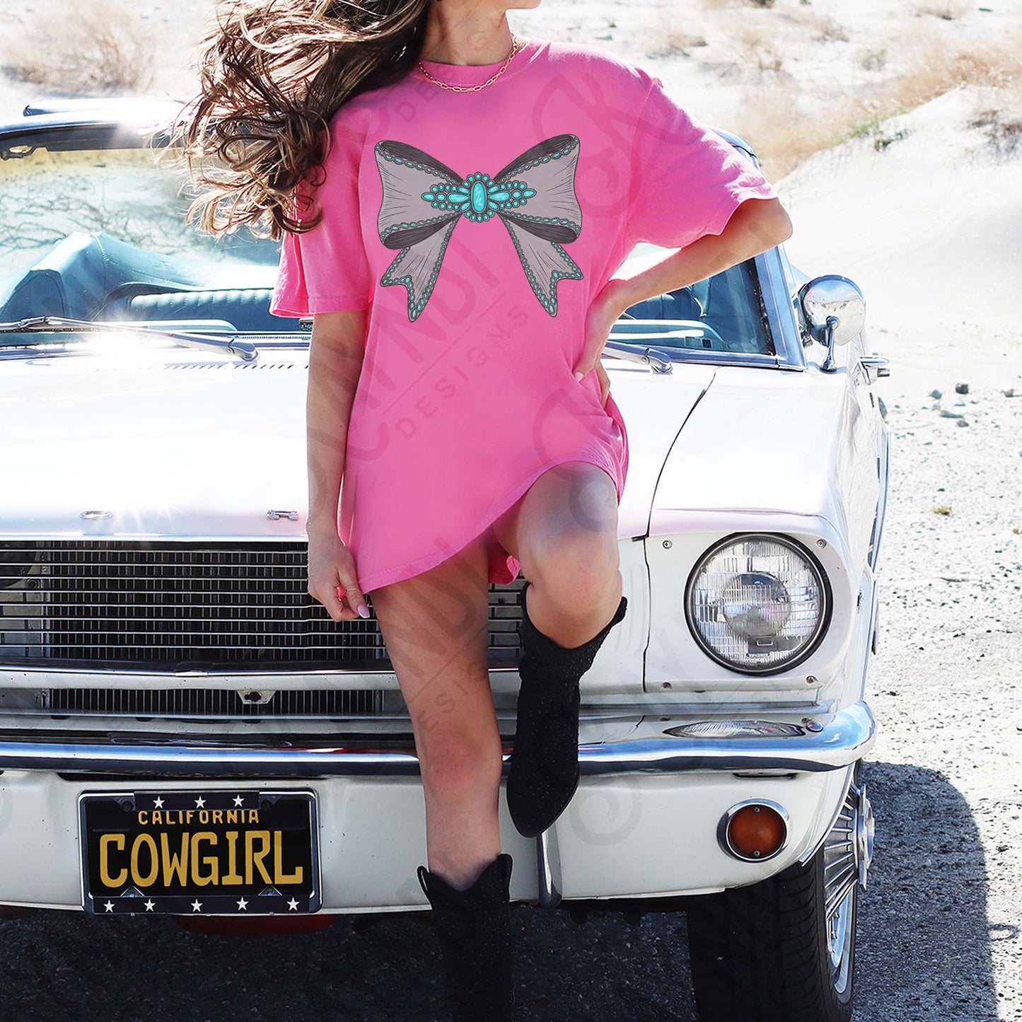 Turquoise Silver Bow Sublimation Design PNG Digital Download Western Bows Girly