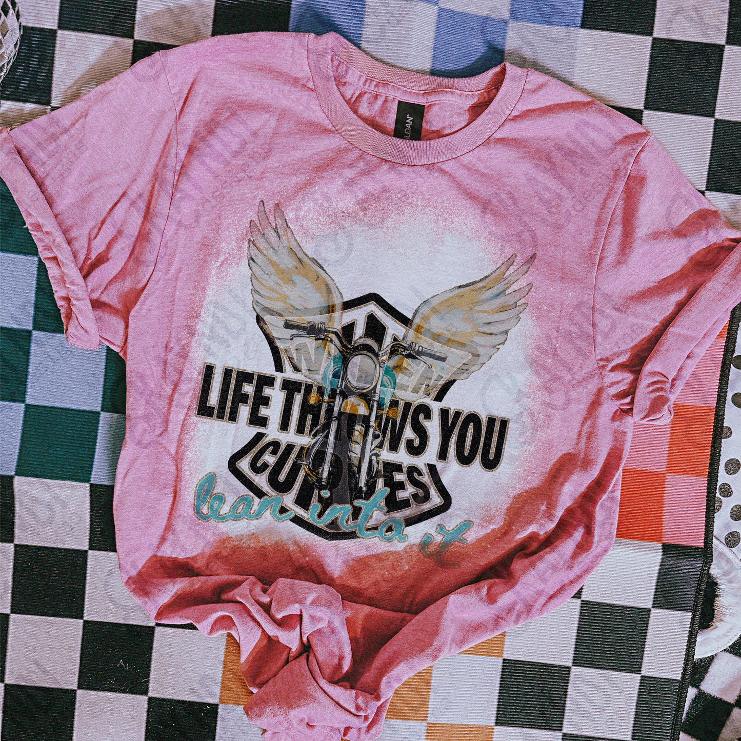 When Life Throws You Curves Lean Into It Sublimation Design PNG Digital Download Motorcycle Wings