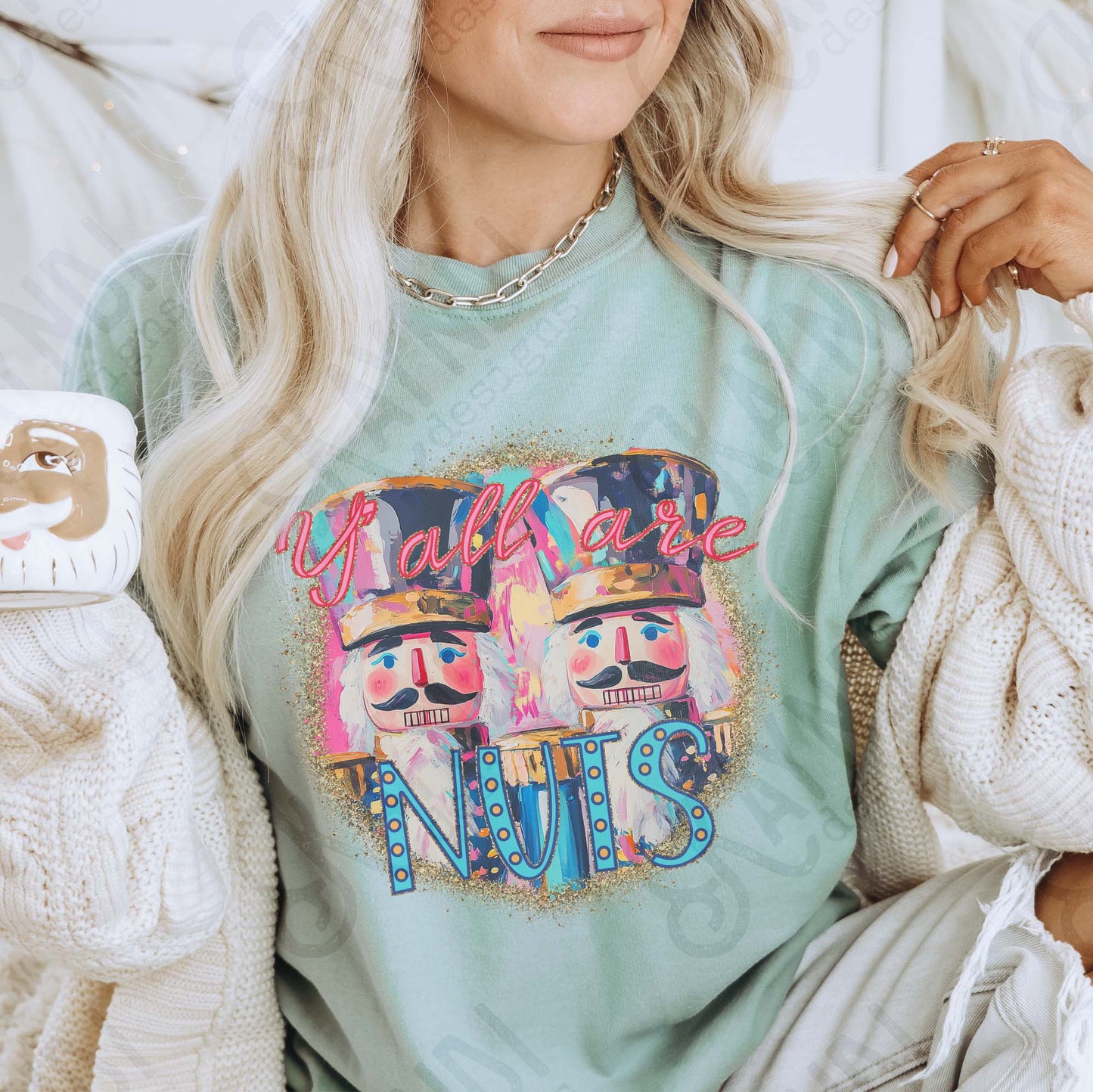 Yall are Nuts Sublimation Design PNG Digital Download Nutcraker Pink Blue Funny