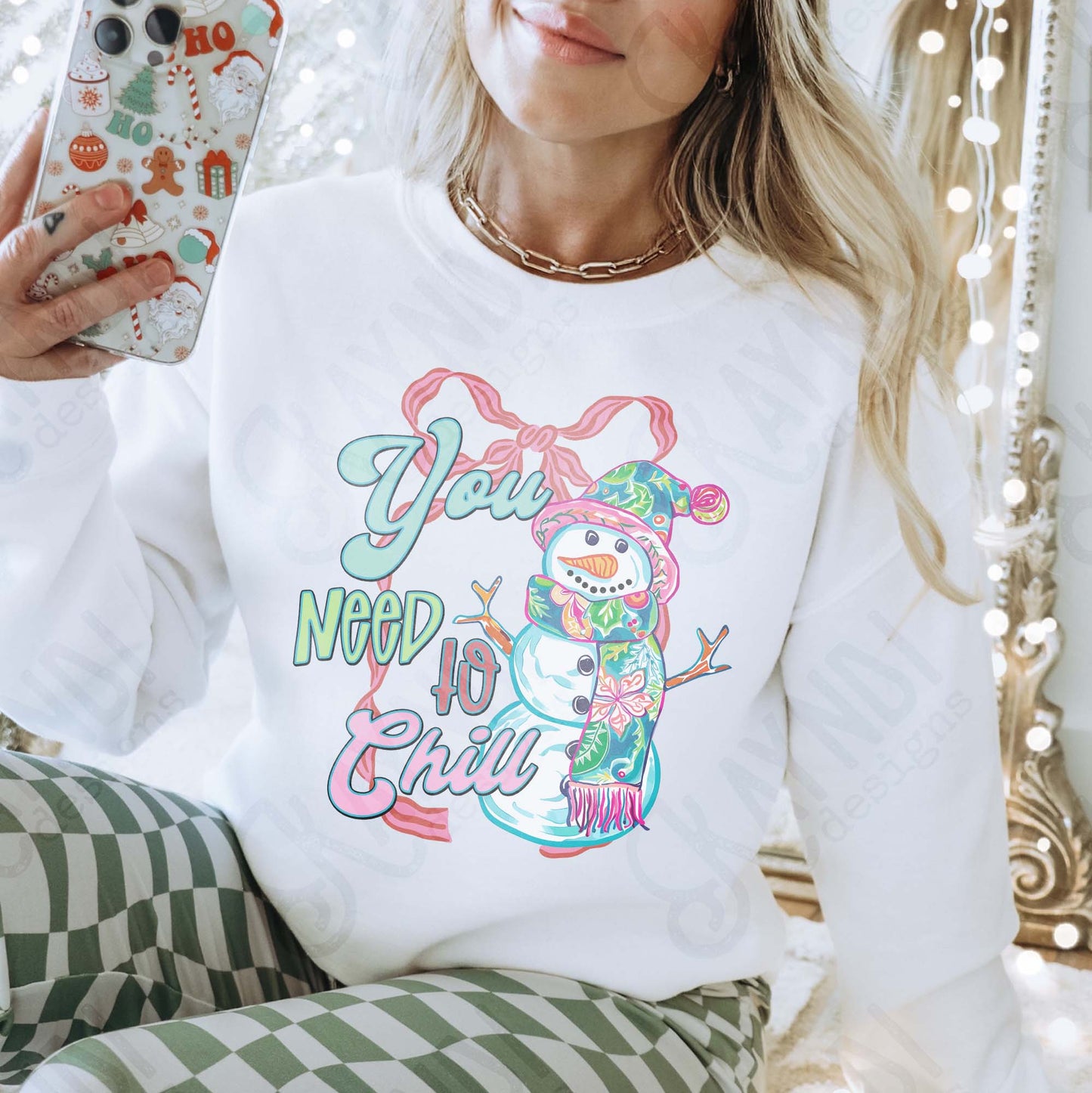 You Need to Chill Sublimation Design PNG Digital Download Tropical Snowman Bow