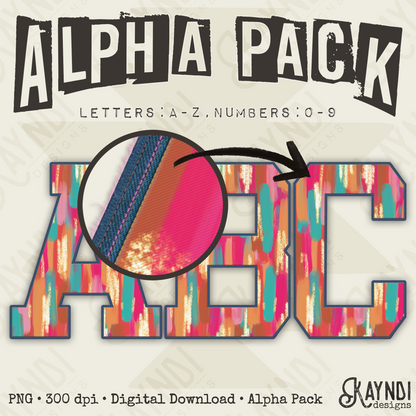 Varsity Brushstroke Patch Alpha Set Sublimation Design PNG Digital Download Printable