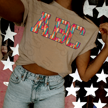 Varsity Brushstroke Patch Alpha Set Sublimation Design PNG Digital Download Printable