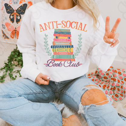 Anti Social Book Club Sublimation Design PNG Digital Download Printable Books Colorful Fun