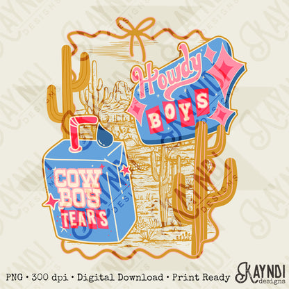 Cowboy Tears Sublimation Design PNG Digital Download Printable Western