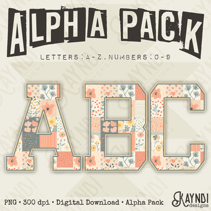 Garden Tapestry Alpha Set Sublimation Design PNG Digital Download Printable Patchwork