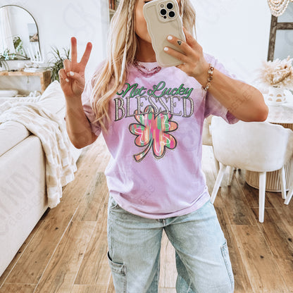 Not Lucky Blessed Sublimation Design PNG Digital Download Printable Western Spring St. Patricks Clover