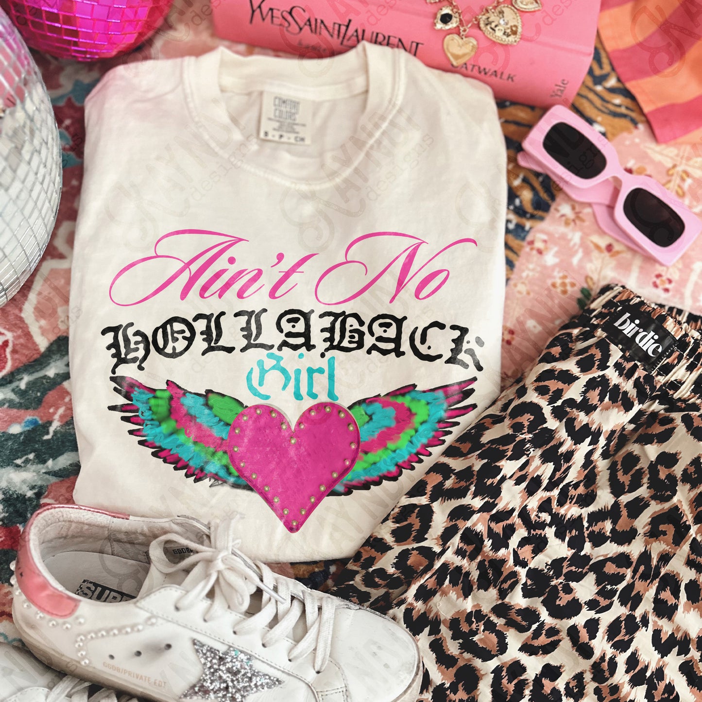 Ain't No Hollaback Girl Sublimation Design PNG Digital Download Heart Wings