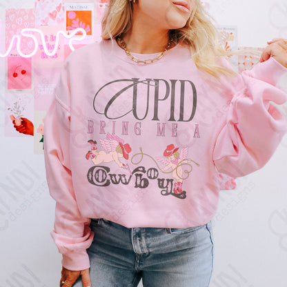 Cupid Bring Me a Cowboy Sublimation Design PNG Digital Download Pink Rodeo Valentine