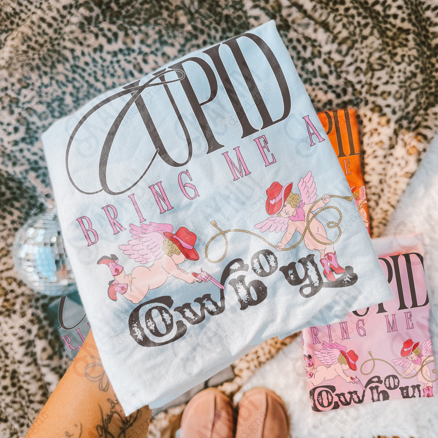 Cupid Bring Me a Cowboy Sublimation Design PNG Digital Download Pink Rodeo Valentine