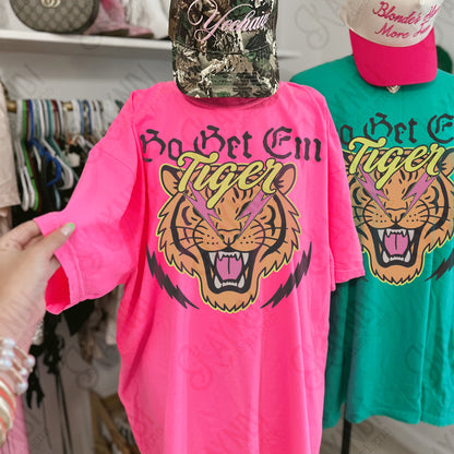 Go Get Em Tiger Sublimation Design PNG Digital Download Pink Lightning