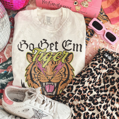 Go Get Em Tiger Sublimation Design PNG Digital Download Pink Lightning