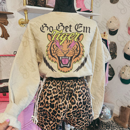 Go Get Em Tiger Sublimation Design PNG Digital Download Pink Lightning