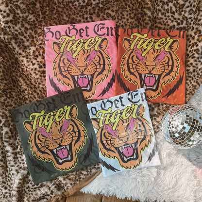 Go Get Em Tiger Sublimation Design PNG Digital Download Pink Lightning