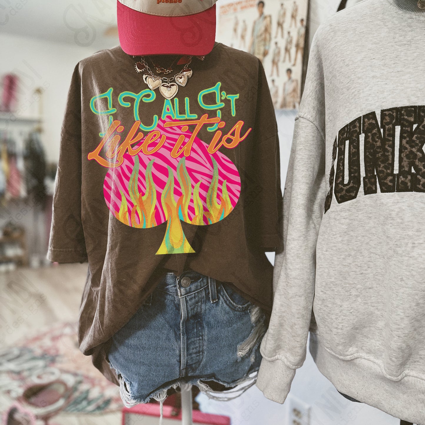 I Call it Like it is Sublimation Design PNG Digital Download Neon Spade Flames