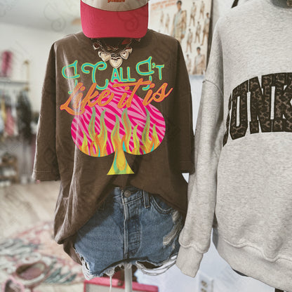 I Call it Like it is Sublimation Design PNG Digital Download Neon Spade Flames