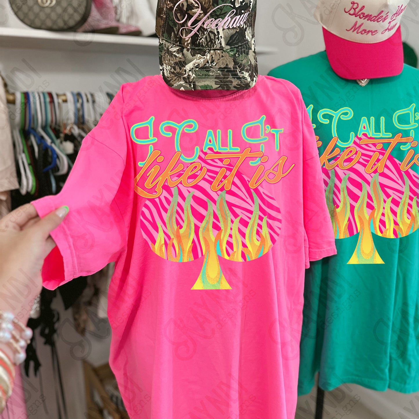 I Call it Like it is Sublimation Design PNG Digital Download Neon Spade Flames