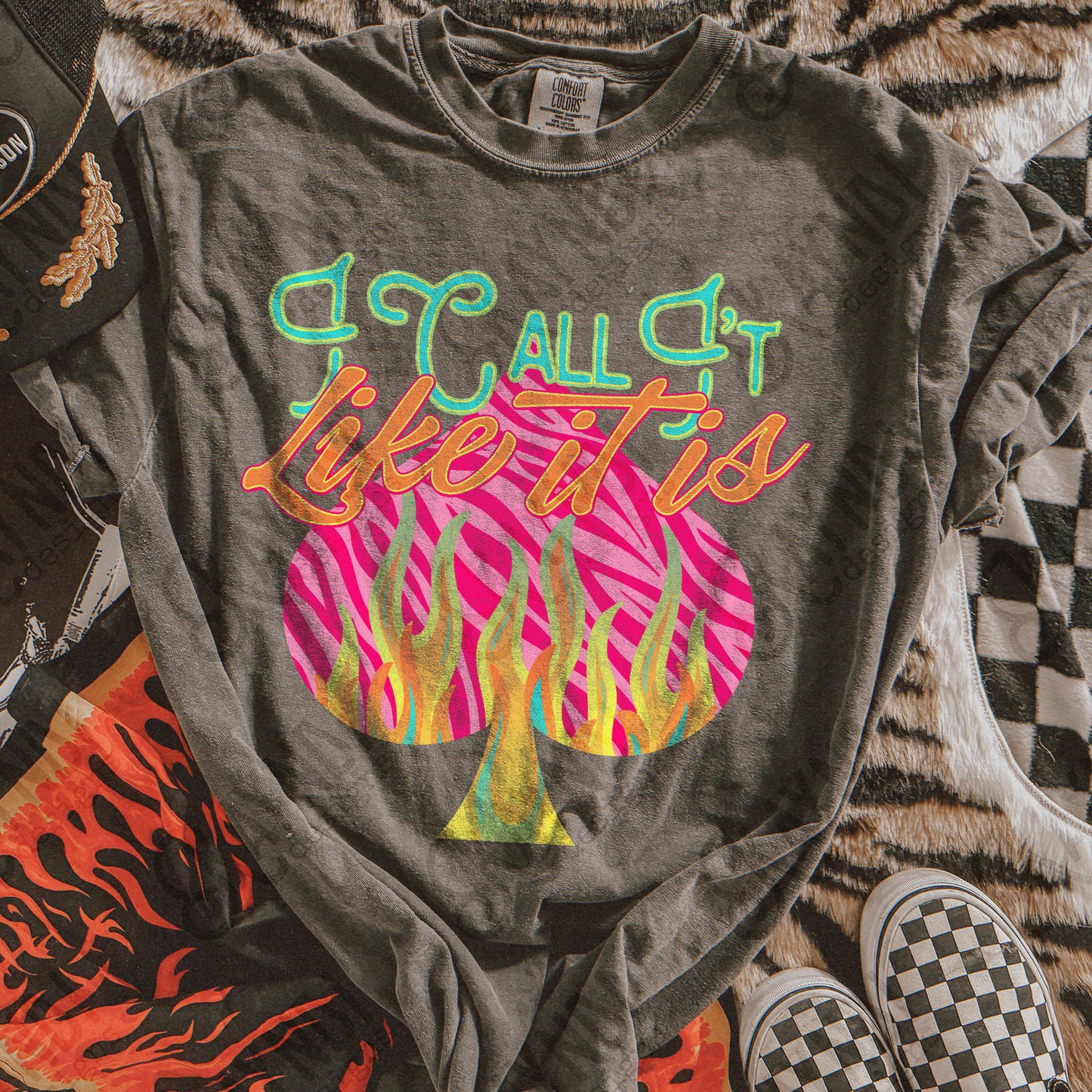 I Call it Like it is Sublimation Design PNG Digital Download Neon Spade Flames